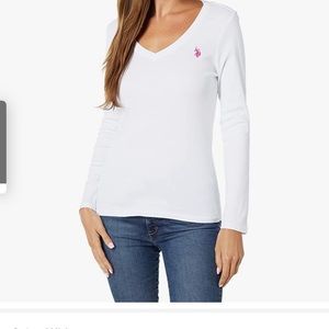 U.S. Polo Assn. Gray Tee with Pink Logo L